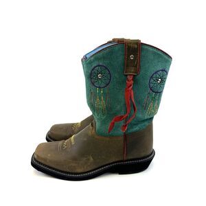 Smoky Mountain Boots Youth Western Cowboy Boots Teal Suede Dream Catcher Kid 4.5